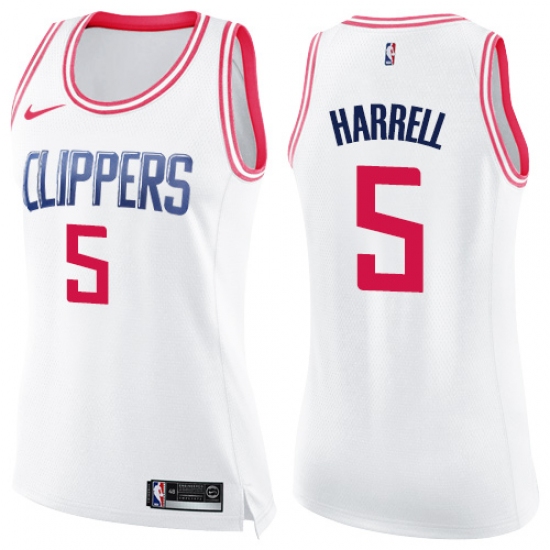 Women's Nike Los Angeles Clippers 5 Montrezl Harrell Swingman White Pink Fashion NBA Jersey
