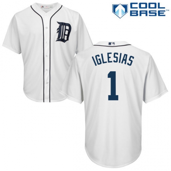 Women's Majestic Detroit Tigers 1 Jose Iglesias Authentic White Home Cool Base MLB Jersey