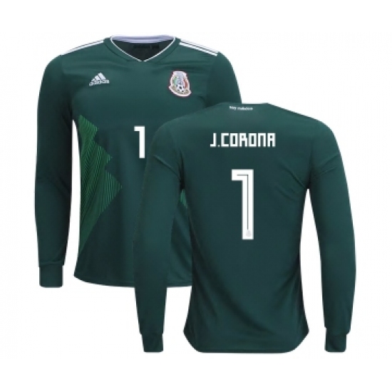Mexico 1 J.Corona Home Long Sleeves Kid Soccer Country Jersey