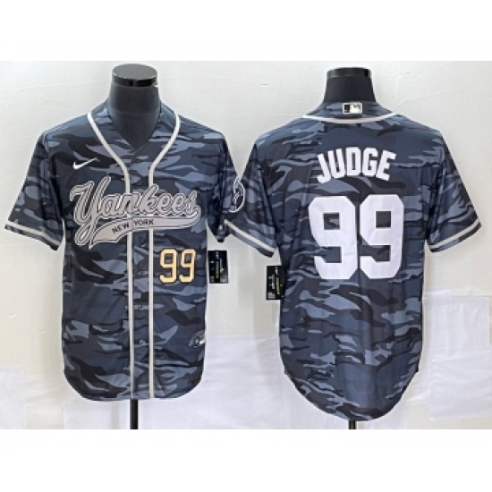 Men's New York Yankees 99 Aaron Judge Numbre Grey Camo Cool Base Stitched Baseball Jersey