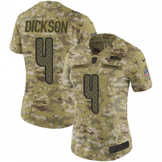 Women's Nike Seattle Seahawks 4 Michael Dickson Limited Camo 2018 Salute to Service NFL Jersey