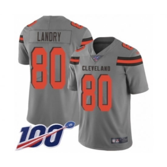 Youth Cleveland Browns 80 Jarvis Landry Limited Gray Inverted Legend 100th Season Football Jersey