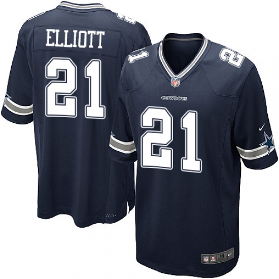 Men's Nike Dallas Cowboys 21 Ezekiel Elliott Game Navy Blue Team Color NFL Jersey
