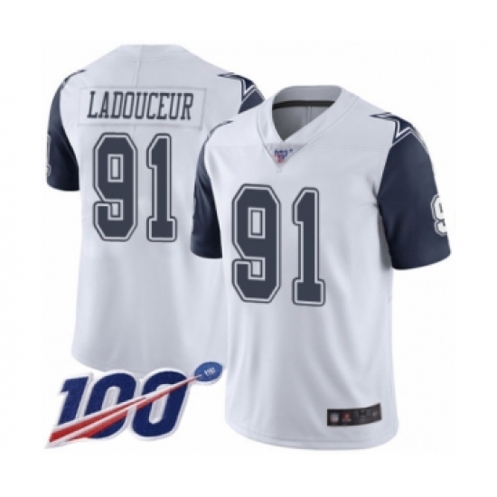 Youth Dallas Cowboys 91 L. P. Ladouceur Limited White Rush Vapor Untouchable 100th Season Football Jersey