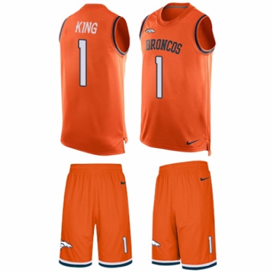 Men's Nike Denver Broncos 1 Marquette King Limited Orange Tank Top Suit NFL Jersey