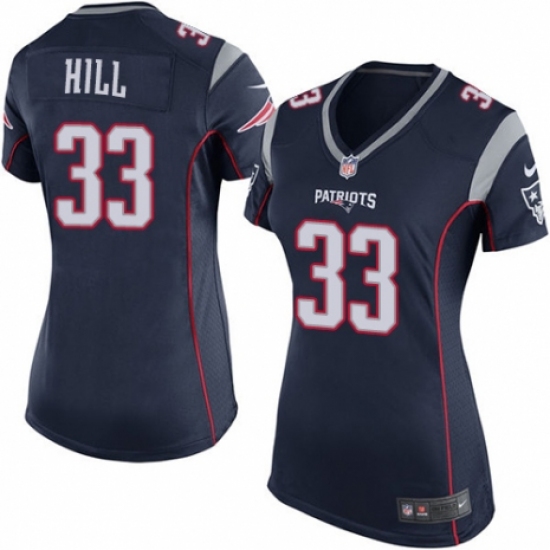 Women's Nike New England Patriots 33 Jeremy Hill Game Navy Blue Team Color NFL Jersey