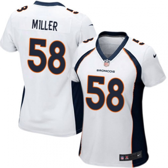 Women's Nike Denver Broncos 58 Von Miller Game White NFL Jersey