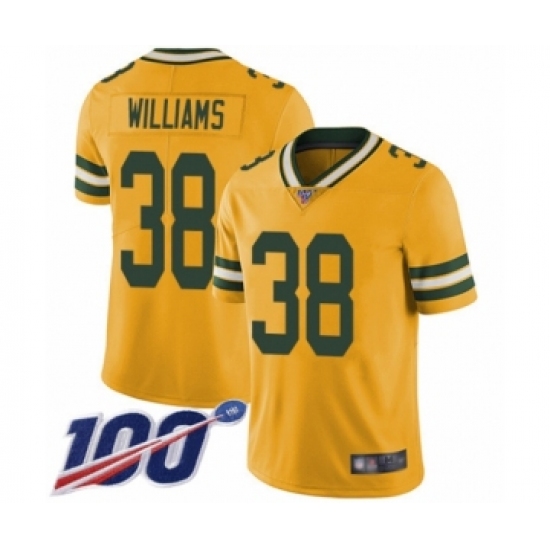 Men's Green Bay Packers 38 Tramon Williams Limited Gold Rush Vapor Untouchable 100th Season Football Jersey