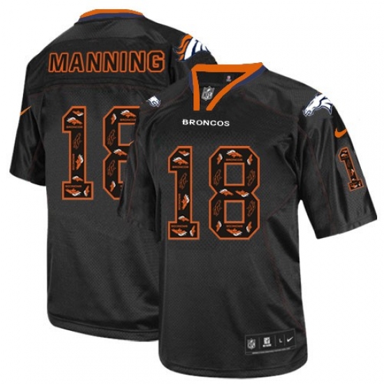 Men's Nike Denver Broncos 18 Peyton Manning Elite New Lights Out Black NFL Jersey