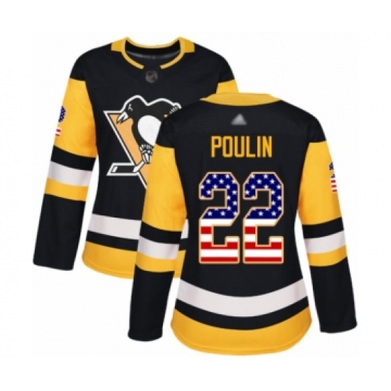 Women's Pittsburgh Penguins 22 Samuel Poulin Authentic Black USA Flag Fashion Hockey Jersey