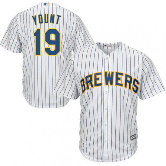 Youth Majestic Milwaukee Brewers 19 Robin Yount Authentic White Alternate Cool Base MLB Jersey
