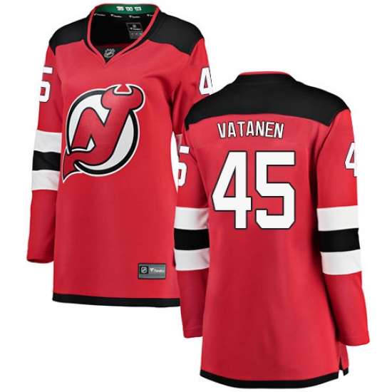 Women's New Jersey Devils 45 Sami Vatanen Fanatics Branded Red Home Breakaway NHL Jersey