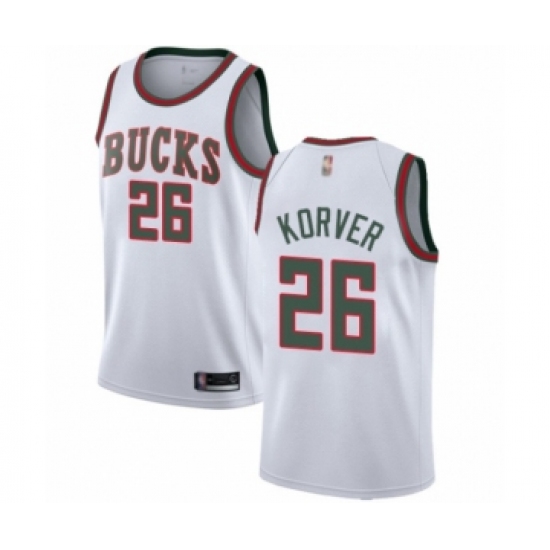 Youth Milwaukee Bucks 26 Kyle Korver Authentic White Fashion Hardwood Classics Basketball Jersey