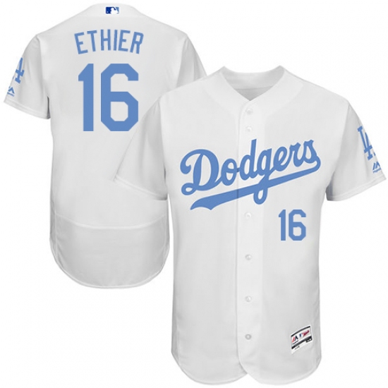 Men's Majestic Los Angeles Dodgers 16 Andre Ethier Authentic White 2016 Father's Day Fashion Flex Base MLB Jersey