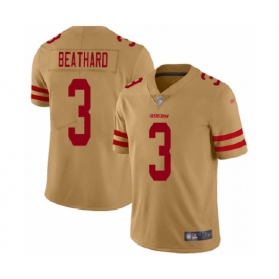 Women's San Francisco 49ers 3 C. J. Beathard Limited Gold Inverted Legend Football Jersey