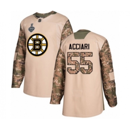 Youth Boston Bruins 55 Noel Acciari Authentic Camo Veterans Day Practice 2019 Stanley Cup Final Bound Hockey Jersey