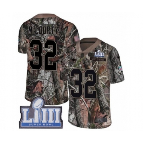 Men's Nike New England Patriots 32 Devin McCourty Camo Rush Realtree Limited Super Bowl LIII Bound NFL Jersey