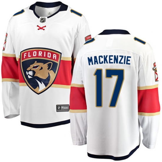 Youth Florida Panthers 17 Derek MacKenzie Fanatics Branded White Away Breakaway NHL Jersey