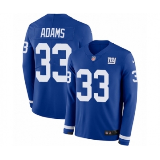 Men's Nike New York Giants 33 Andrew Adams Limited Royal Blue Therma Long Sleeve NFL Jersey