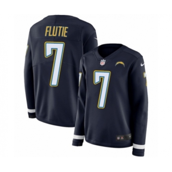 Women's Nike Los Angeles Chargers 7 Doug Flutie Limited Navy Blue Therma Long Sleeve NFL Jersey