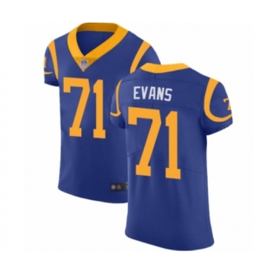 Men's Los Angeles Rams 71 Bobby Evans Royal Blue Alternate Vapor Untouchable Elite Player Football Jersey