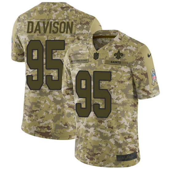 Youth Nike New Orleans Saints 95 Tyeler Davison Limited Camo 2018 Salute to Service NFL Jersey