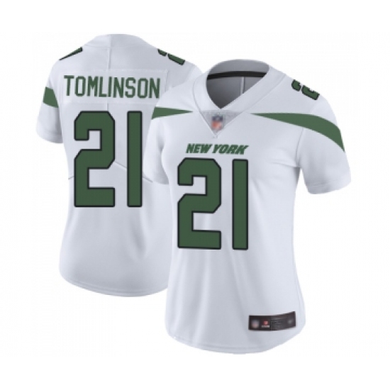Women's New York Jets 21 LaDainian Tomlinson White Vapor Untouchable Limited Player Football Jersey
