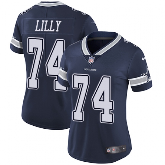 Women's Nike Dallas Cowboys 74 Bob Lilly Navy Blue Team Color Vapor Untouchable Limited Player NFL Jersey