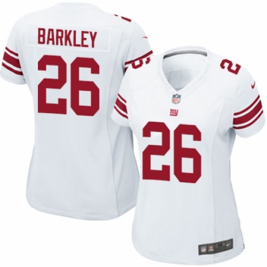 Women's Nike New York Giants 26 Saquon Barkley Game White NFL Jersey