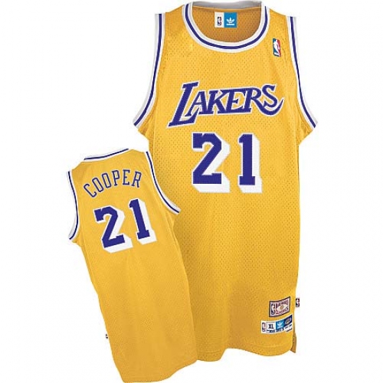 Men's Mitchell and Ness Los Angeles Lakers 21 Michael Cooper Authentic Gold Throwback NBA Jersey