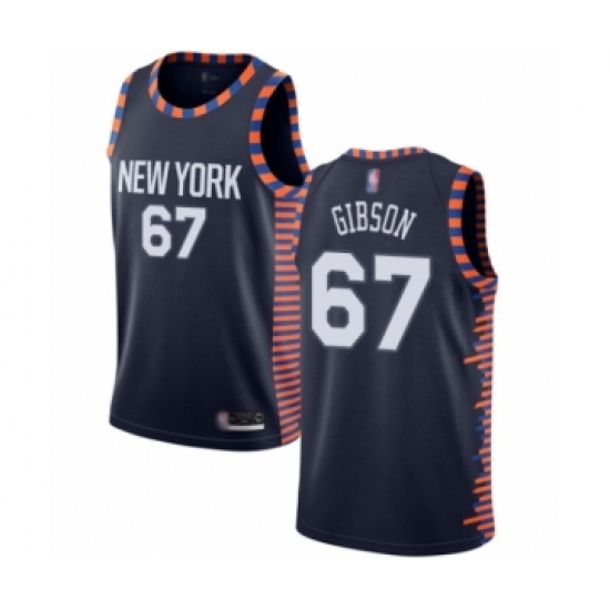 Women's New York Knicks 67 Taj Gibson Swingman Navy Blue Basketball Jersey - 2018 19 City Edition