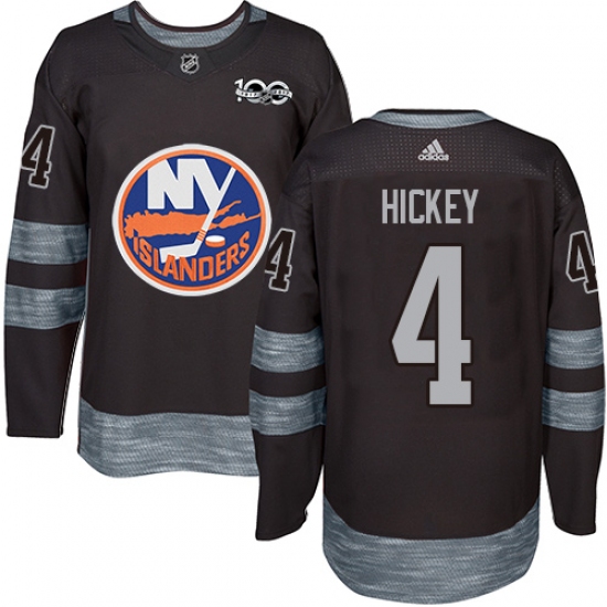 Men's Adidas New York Islanders 4 Thomas Hickey Authentic Black 1917-2017 100th Anniversary NHL Jersey