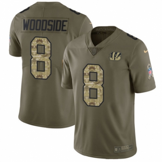 Youth Nike Cincinnati Bengals 8 Logan Woodside Limited Olive/Camo 2017 Salute to Service NFL Jersey