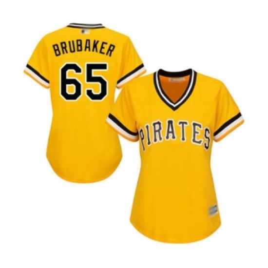 Women's Pittsburgh Pirates 65 J.T. Brubaker Authentic Gold Alternate Cool Base Baseball Player Jersey
