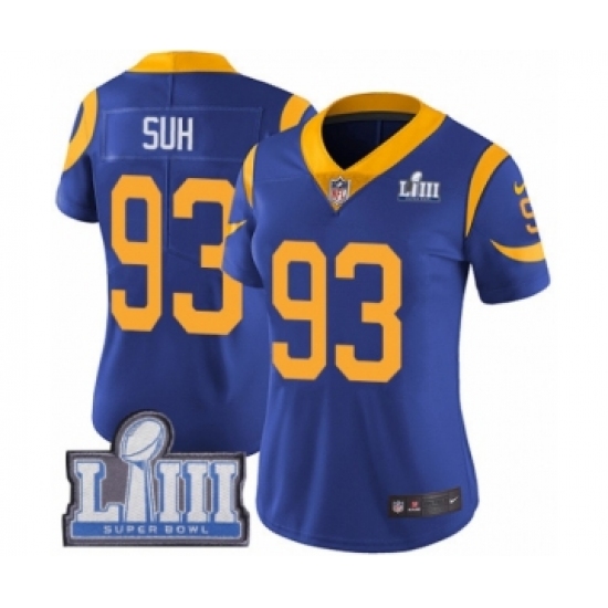 Women's Nike Los Angeles Rams 93 Ndamukong Suh Royal Blue Alternate Vapor Untouchable Limited Player Super Bowl LIII Bound NFL Jersey