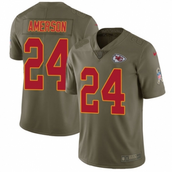 Youth Nike Kansas City Chiefs 24 David Amerson Limited Olive 2017 Salute to Service NFL Jersey