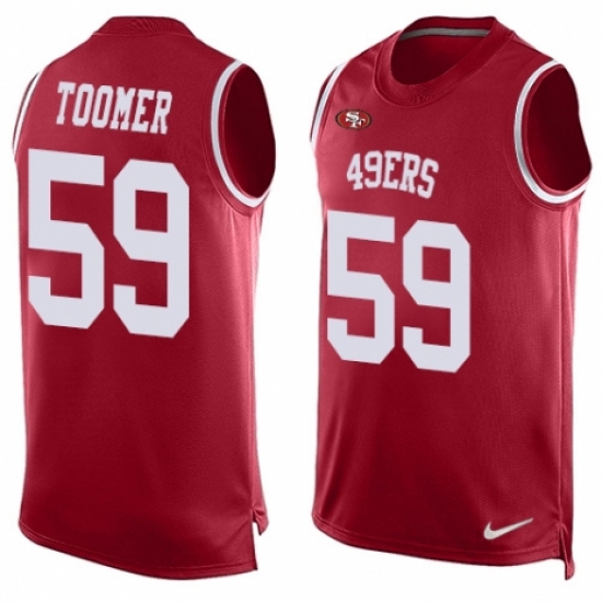 Men's Nike San Francisco 49ers 59 Korey Toomer Limited Red Player Name & Number Tank Top NFL Jersey