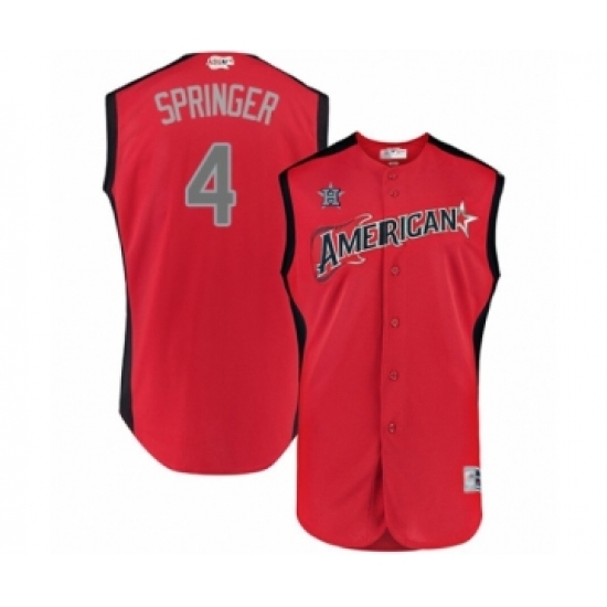Youth Houston Astros 4 George Springer Authentic Red American League 2019 Baseball All-Star Jersey