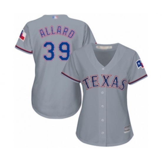 Women's Texas Rangers 39 Kolby Allard Authentic Grey Road Cool Base Baseball Player Jersey