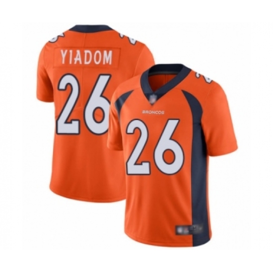 Men's Denver Broncos 26 Isaac Yiadom Orange Team Color Vapor Untouchable Limited Player Football Jersey