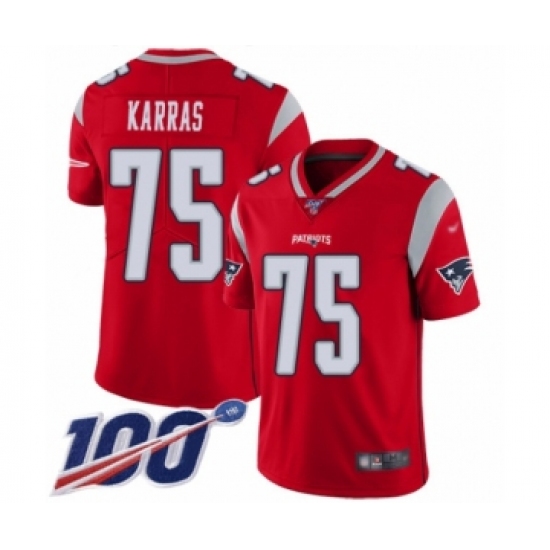 Youth New England Patriots 75 Ted Karras Limited Red Inverted Legend 100th Season Football Jersey