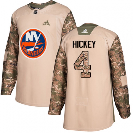 Men's Adidas New York Islanders 4 Thomas Hickey Authentic Camo Veterans Day Practice NHL Jersey