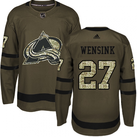 Men's Adidas Colorado Avalanche 27 John Wensink Authentic Green Salute to Service NHL Jersey