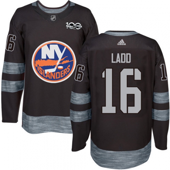 Men's Adidas New York Islanders 16 Andrew Ladd Authentic Black 1917-2017 100th Anniversary NHL Jersey