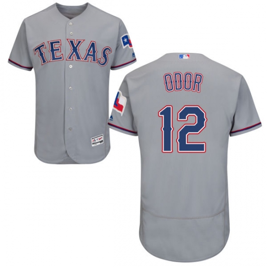 Men's Majestic Texas Rangers 12 Rougned Odor Grey Road Flex Base Authentic Collection MLB Jersey