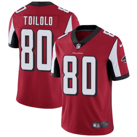 Men's Nike Atlanta Falcons 80 Levine Toilolo Red Team Color Vapor Untouchable Limited Player NFL Jersey