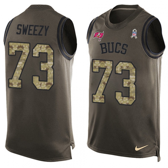 Men's Nike Tampa Bay Buccaneers 73 J. R. Sweezy Limited Green Salute to Service Tank Top NFL Jersey