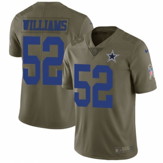 Youth Nike Dallas Cowboys 52 Connor Williams Limited Olive 2017 Salute to Service NFL Jersey