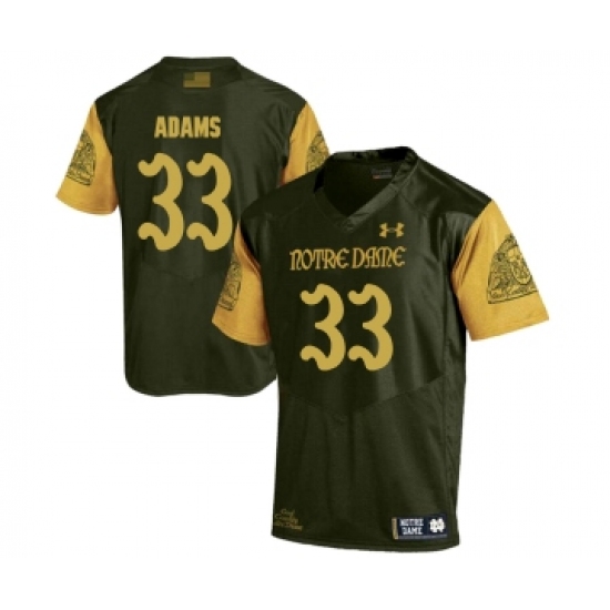 Notre Dame Fighting Irish 33 Josh Adams Olive Green College Football Jersey