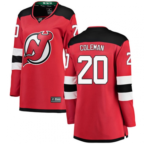 Women's New Jersey Devils 20 Blake Coleman Fanatics Branded Red Home Breakaway NHL Jersey